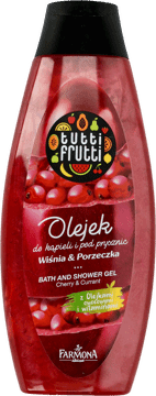 FARMONA TUTTI FRUTTI,regenerujący olejek do kąpieli i pod prysznic, Wiśnia & Porzeczka,przód