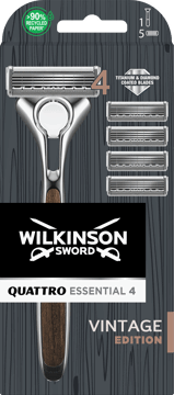 WILKINSON SWORD,maszynka do golenia z wymiennymi ostrzami dla mężczyzn, maszynka + 4 wkłady,przód