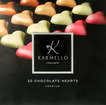 KARMELLO,serduszka czekoladowe z nadzieniem,przód