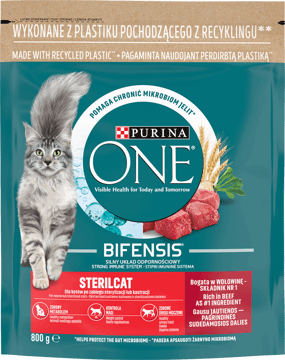 PURINA ONE,karma pełnoporcjowa, sucha dla dorosłych kotów po zabiegu sterylizacji lub kastracji,przód