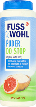 FUSSWOHL,puder do stóp mentol, grejpfrut, kwiatowy,przód