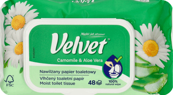 VELVET,nawilżany papier toaletowy rumianek i aloes,przód