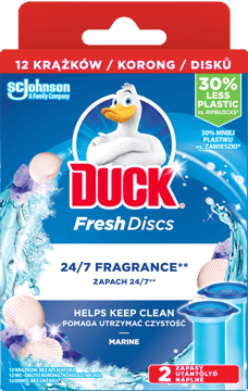 DUCK,krążek do WC żelowy, o zapachu Morskim, zapas,przód