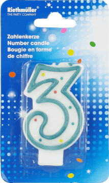 PARTY,świeczka w kształcie liczby 3,przód
