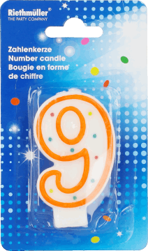 PARTY,świeczka w kształcie liczby 9,przód