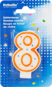 PARTY,świeczka w kształcie liczby 8,przód