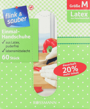 FLINK&SAUBER,rękawice lateksowe jednorazowe, rozm. M,przód