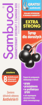 SAMBUCOL,standaryzowany ekstrakt z czarnego bzu syrop dla dorosłych,przód