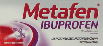 METAFEN,lek przeciwbólowy, przeciwgorączkowy i przeciwzapalny, 200 mg,przód