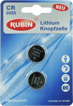 RUBIN,baterie płaskie litowe 3V, CR 2025,przód