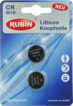 RUBIN,baterie płaskie litowe 3V, CR 2016,przód