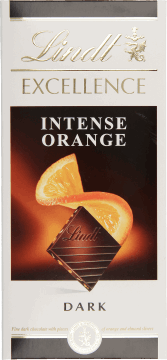 LINDT,czekolada ciemna z pomarańczą, z migdałem,przód