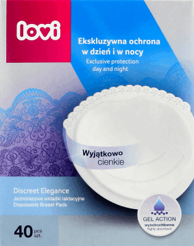LOVI,wkładki laktacyjne jednorazowe, cienkie,przód