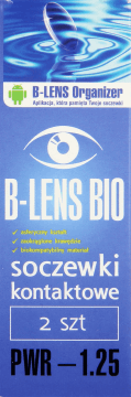 B-LENS,biokompatybilne, miesięczne soczewki kontaktowe, moc: -1,25,przód