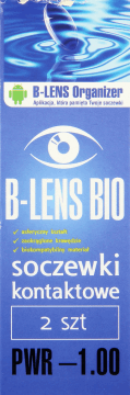 B-LENS,biokompatybilne, miesięczne soczewki kontaktowe, moc: -1,00,przód